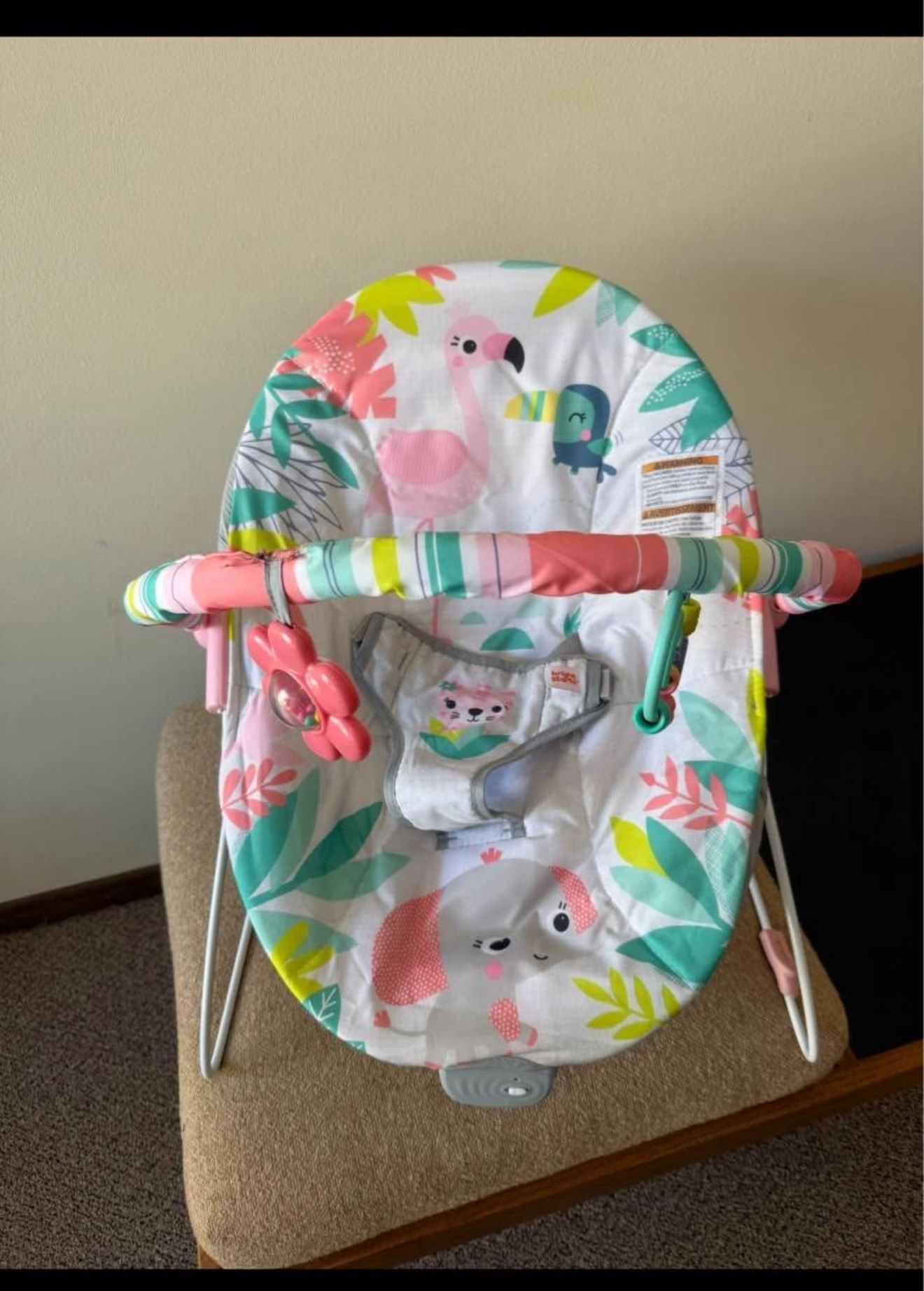 Bright Starts Flamingo Vibes Vibrating Baby Bouncer
