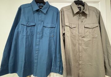 Pair of 5.11 Tactical Austin Flannel solid long sleeve shirts, new with tags