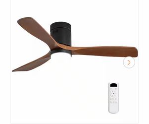NIB 52 in.Indoor/Outdoor Flush Mount Black LED Ceiling Fan with 3-Reversible Wood Blades, 6-Speed DC Remote Control $100