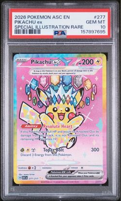 Pokemon Pikachu ex Ascended Heroes Special Illustration Rare #277 PSA 10