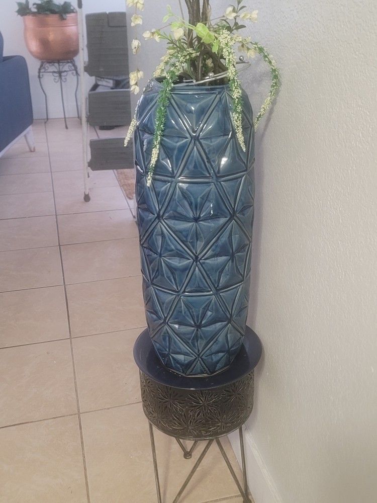 Tall Blue Vase