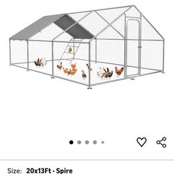 Large Metal Chicken Coop Run with Roosting Perch, Outdoor Waterproof & UV-Resistant Cover for Chickens, Ducks, Rabbits, and Hens in Yard or Farm Use S