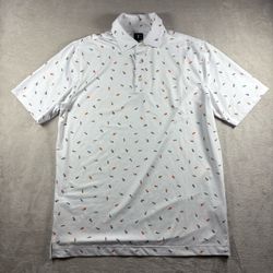 U Suck at Golf Polo Shirt Men’s L White Beer All Over Print Golfing Course #11A
