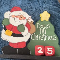 Wooden Art Santa Clause Christmas Count Down