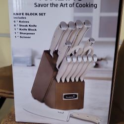 Kuisine Knife Block Set – 6 Knives + 6 Steak Knives (New)