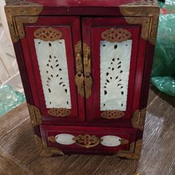 Vintage Chinese Rosewood Jewelry Chest Trunk Box