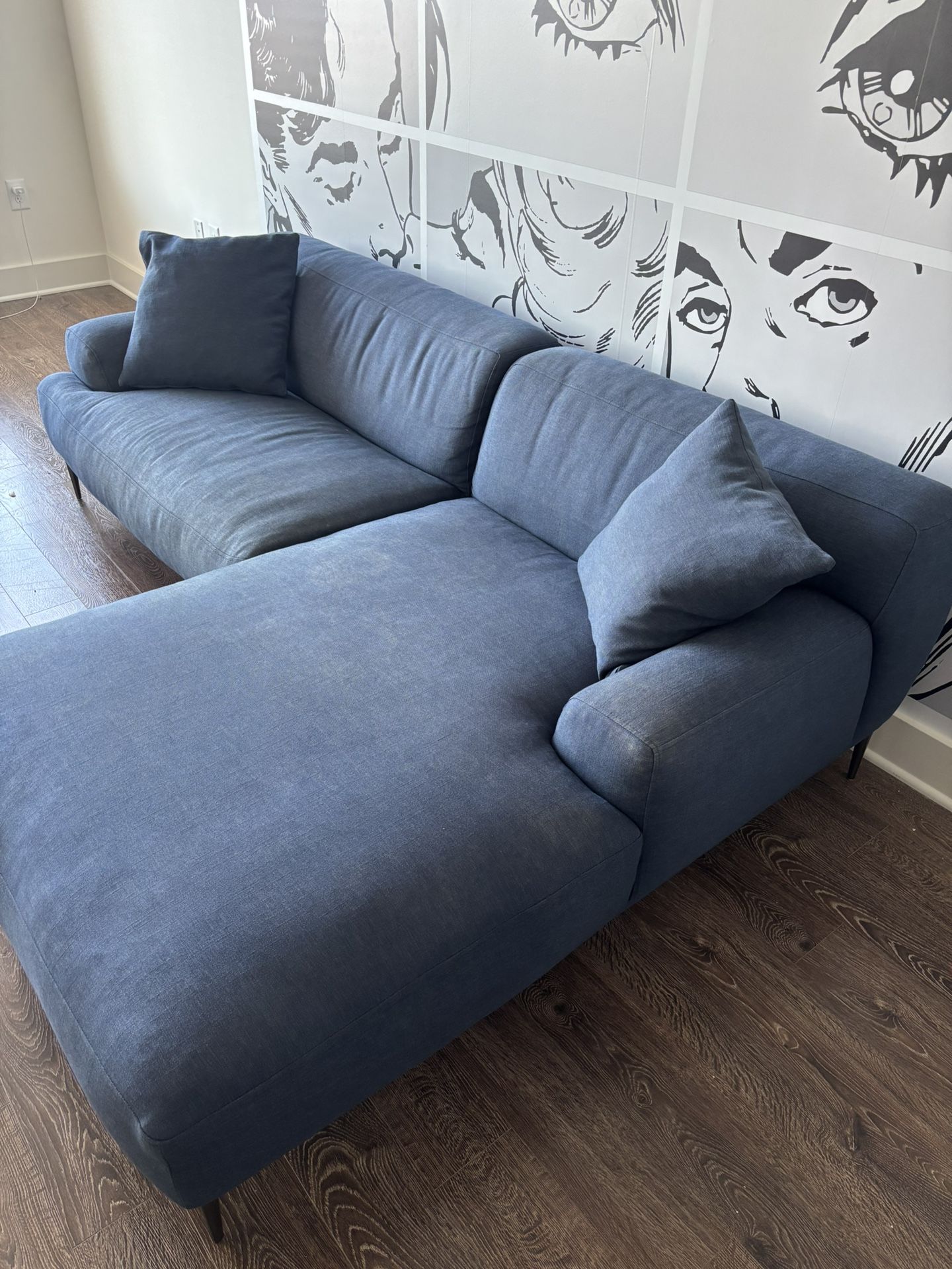 Blue Sectional Sofa (Article Abisko Right)