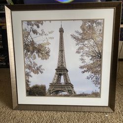 Glass Framed Eiffel Tower photograph 32” X 32” 20$ Obo