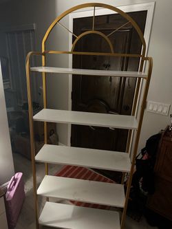 Tall Gold and White Shelf