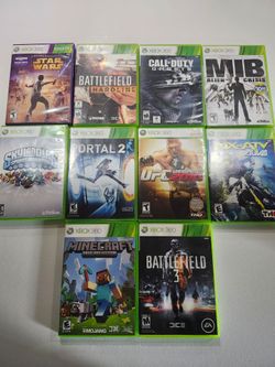 Xbox 360 Games Lot of 10 Minecraft Portal 2 Star Wars Battlefield Tested