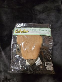 CABELA'S Olive Brown/Beige Rifle / Shotgun Recoil RH Leather Pad Harness NEW In Package