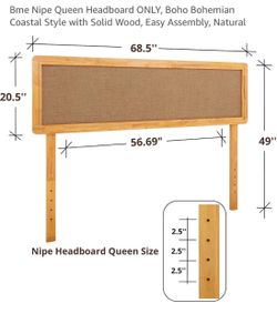 Queen Rattan Headboard / Queen metal bed frame