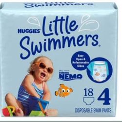 Huggies Little Swimmers Disposable Swimming Diapers, Size 4 (24-34 Lbs), 18 Ct