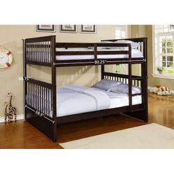 Bella Paloma Convertible Full Over Full Bunk Bed (Optional Trundle/Storage) Java Bed Only Stained