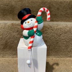 Hallmark Christmas Snowman Stocking Holder Hanger Vintage 