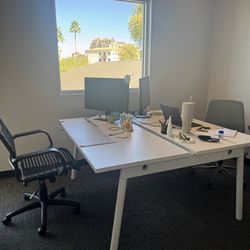 Double office desks. 