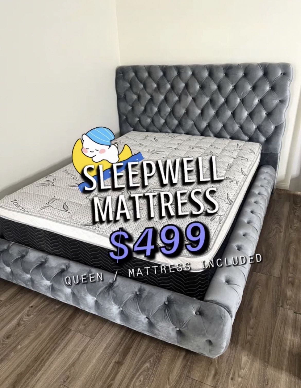 Queen Size Bed Frame With Pillow Top Mattress Included