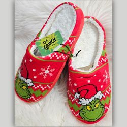 Dr.Seuss Women’s Grinch Fleece Lined Slippers Size MED 8 | Christmas Accessories 🎅💚✨️