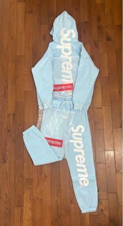 Supreme Hoodie and Sweatpants Set Light Blue