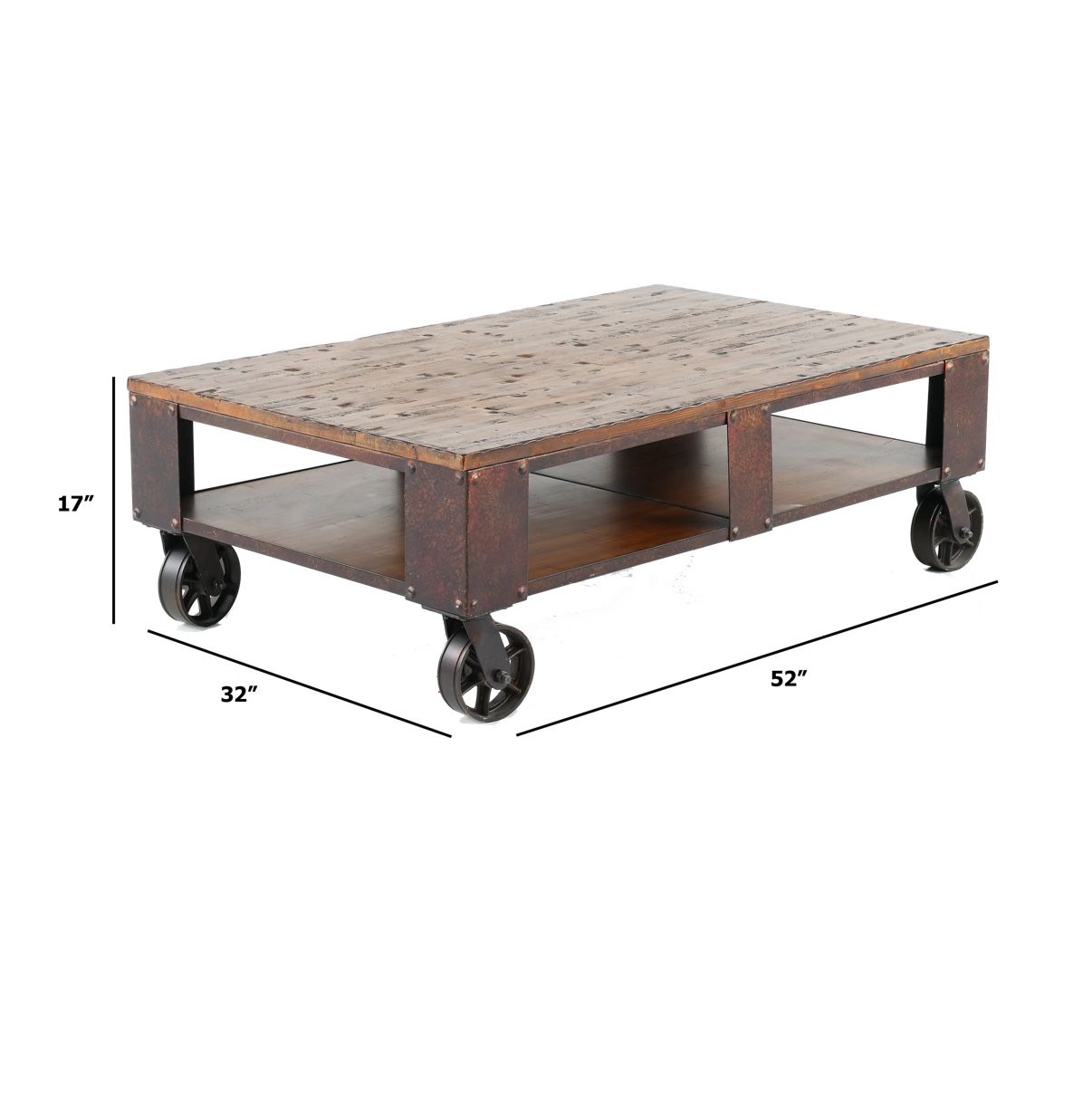 Pinewood Coffee Table On Wheels 