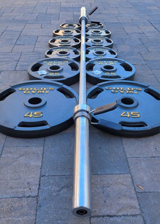 New Condition Olympic Grip Weight Set #210lbs and Olympic Bar