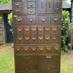 Antique Oak Globe File Cabinet 