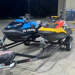 2 Sea-Doo Jet Skis for sale.  2019 SEA-DOO/BRP RXT 230 SOUND SYSTEM & 2022 SEA-DOO 63NJ - SPARK