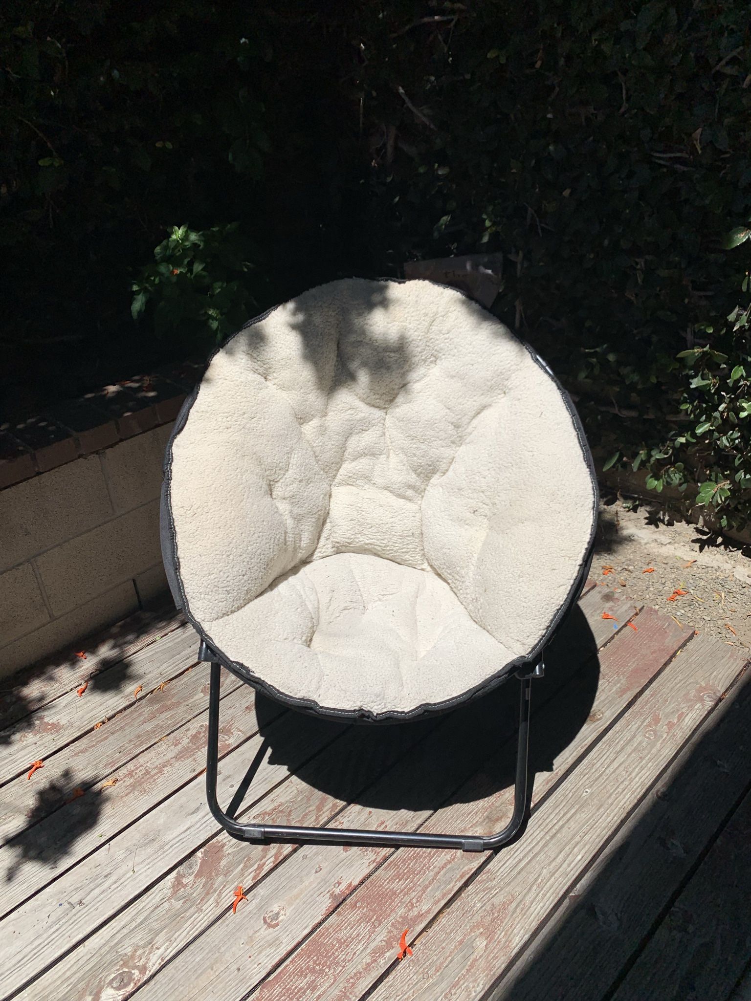 White Faux Fur Saucer Chair