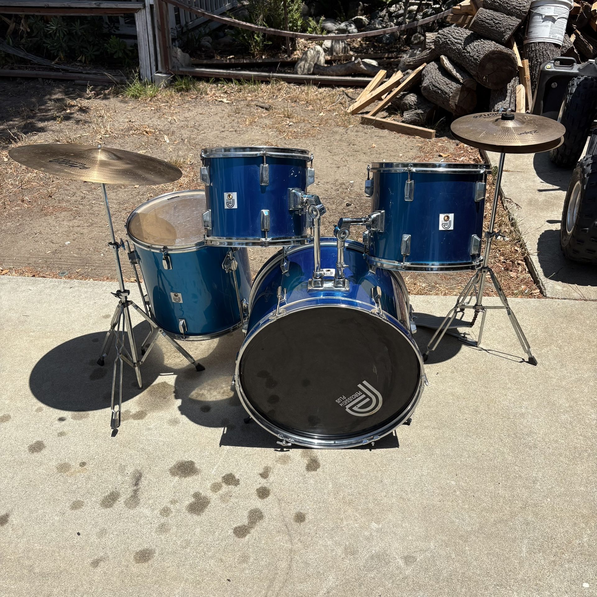 Percussion Drum Set With Zildjian Hi-Hat And Ride