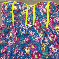 Strapless hi-low Floral Dress