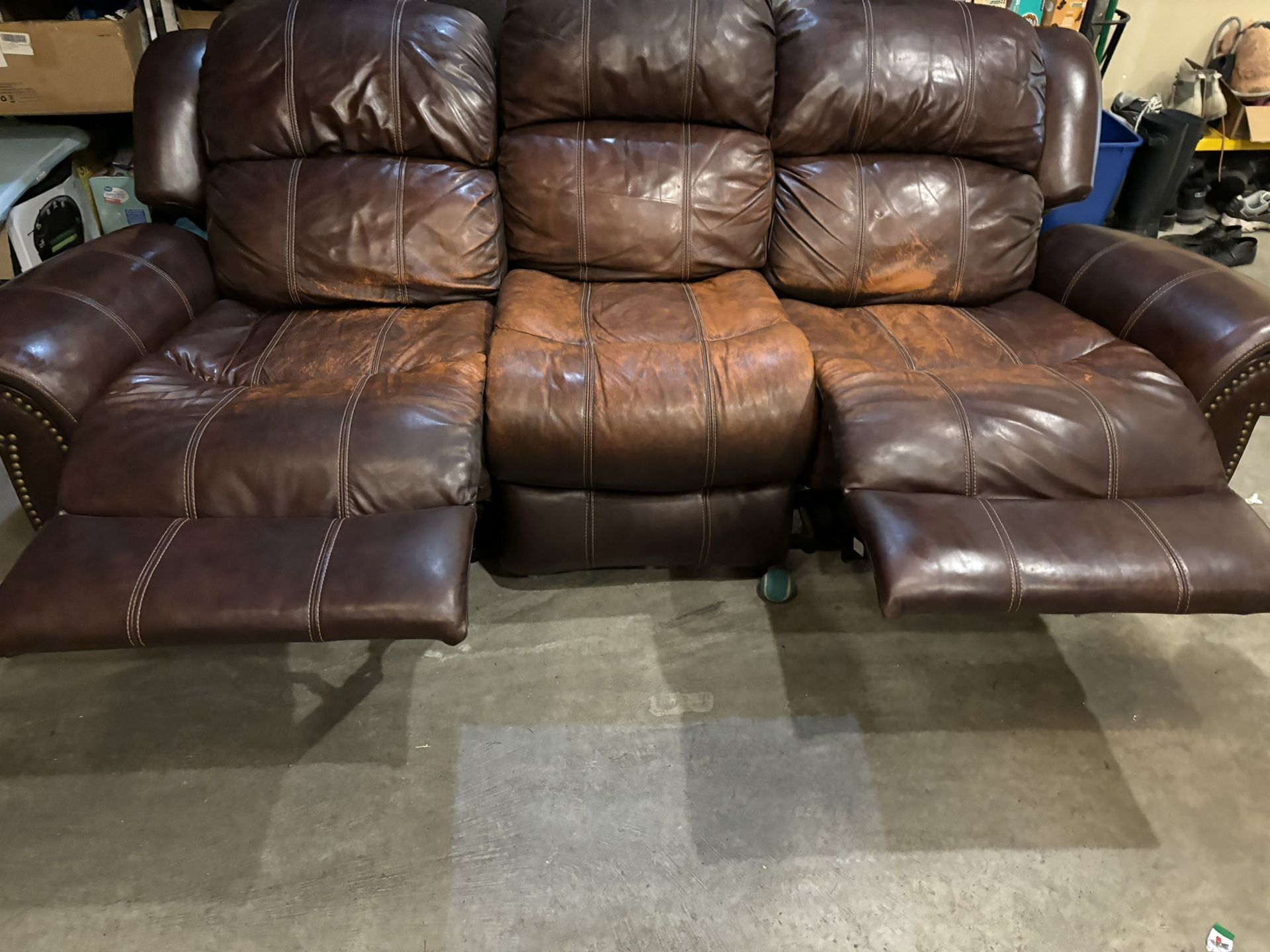 Brown Leather Sofa 