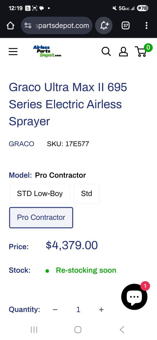 Airless Paint Sprayer Graco 695