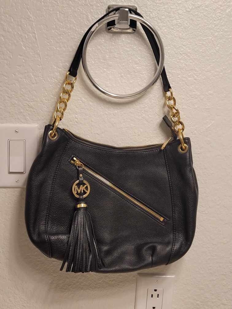 Michael Kors Black and Gold Hobo Handbag 
