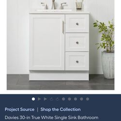Davies 30-in True White Single Sink Bathroom Vanity with White Cultured Marble Top (Fully Asse...