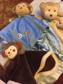 Stuffed monkey baby blankets