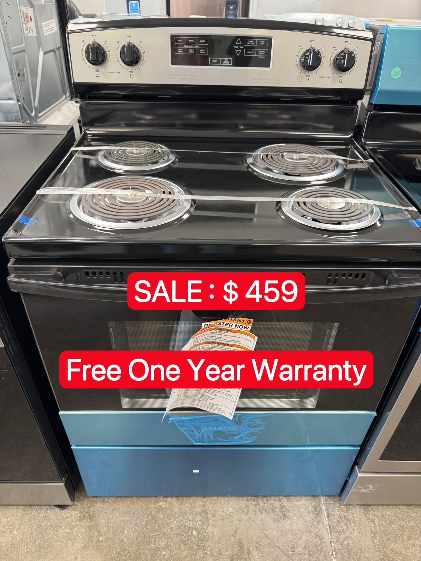 30in Freestanding Electric Stove-Open box-Free One Year Warranty