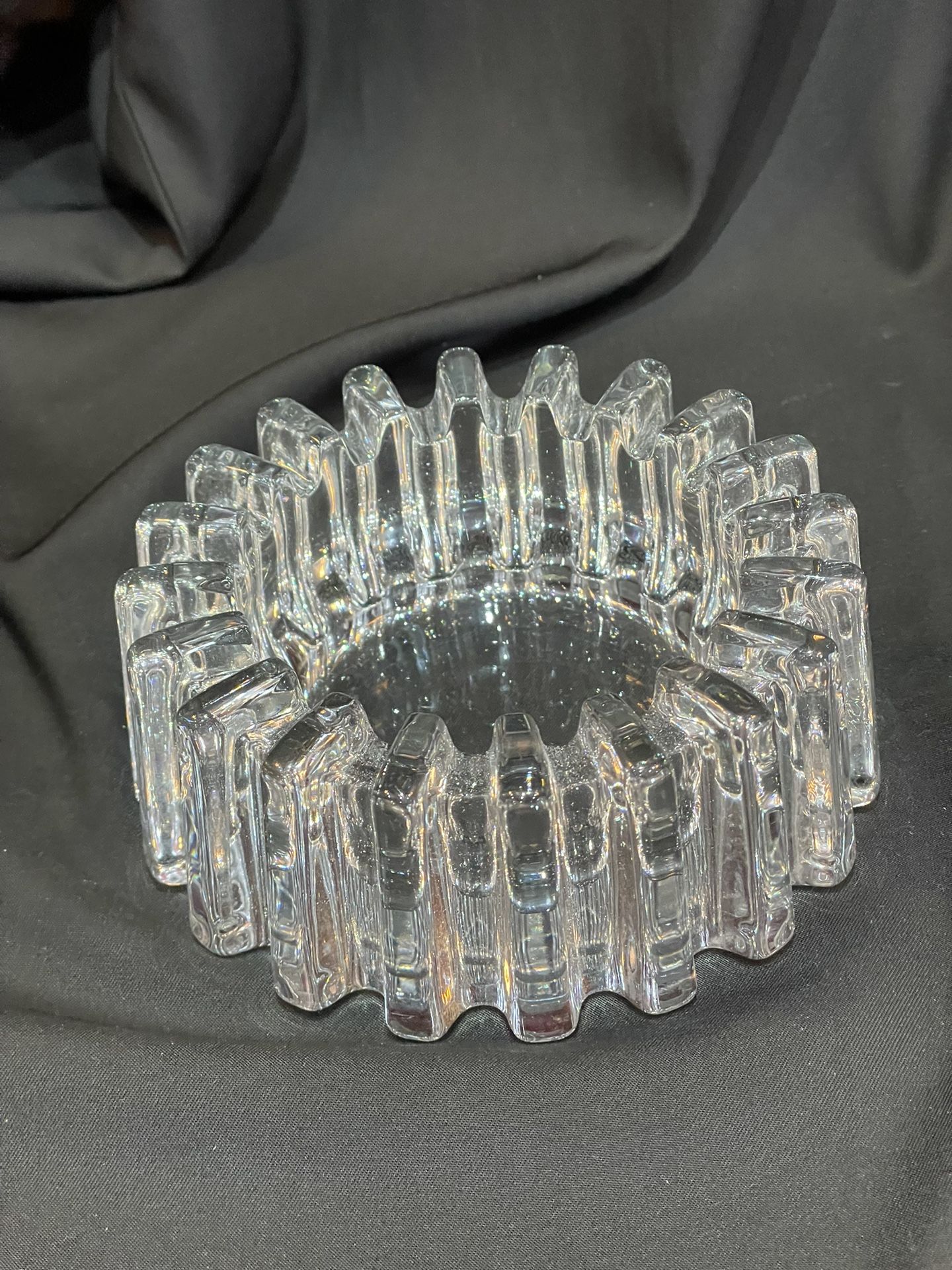Heisey Glass Thick Ridgeleigh Spoke Ashtray (Heavy Pressed Pattern) 5 1/2 Wide
