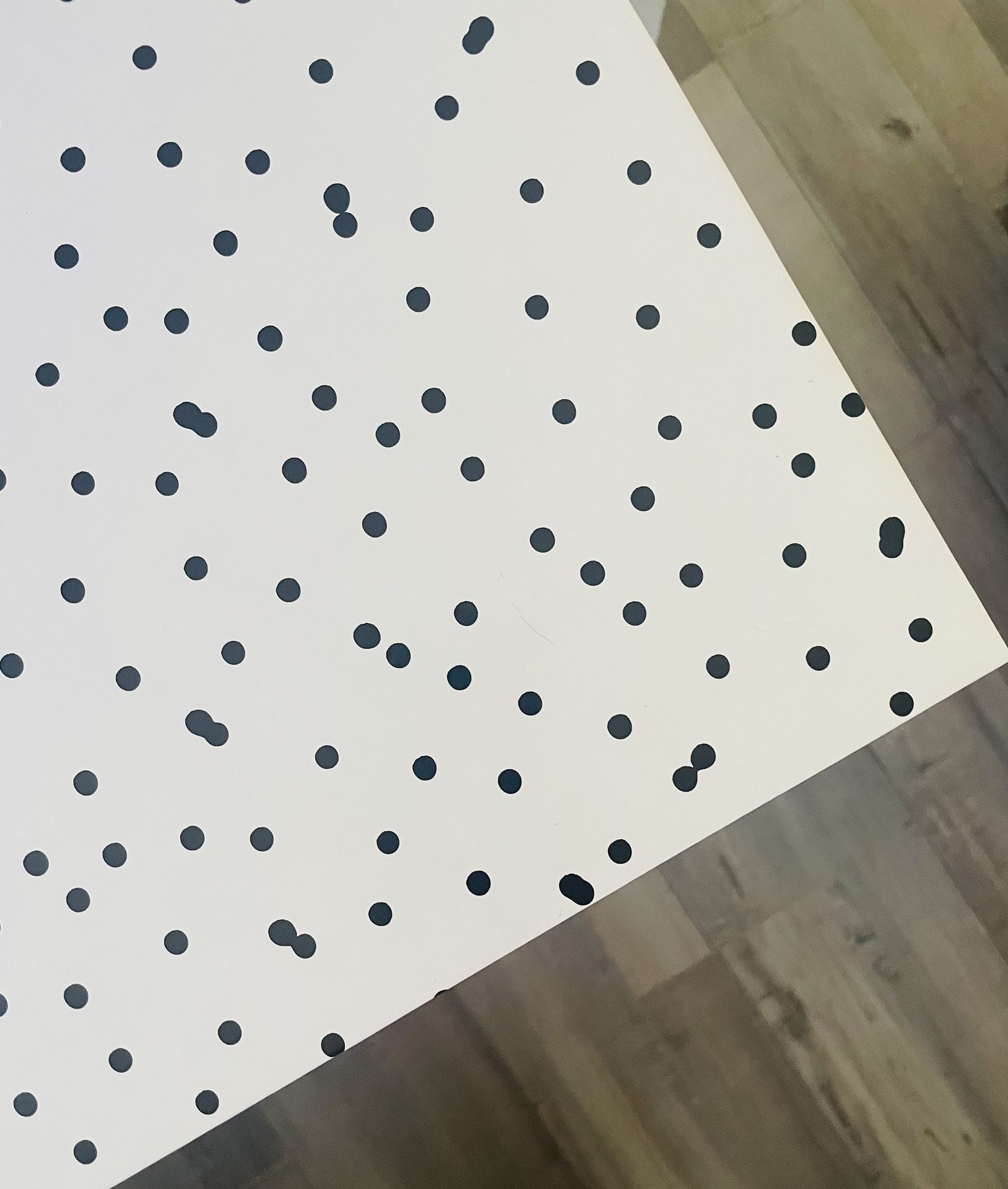 End Table, C Shaped TV Tray Modern Side Table customized w/ Kate Spade polka dot wallpaper