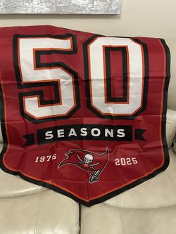 Large Tampa Bay Buccaneers 50th Season Limited Edition Banner NEW