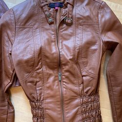 Set of three jackets coats faux leather camel small medium