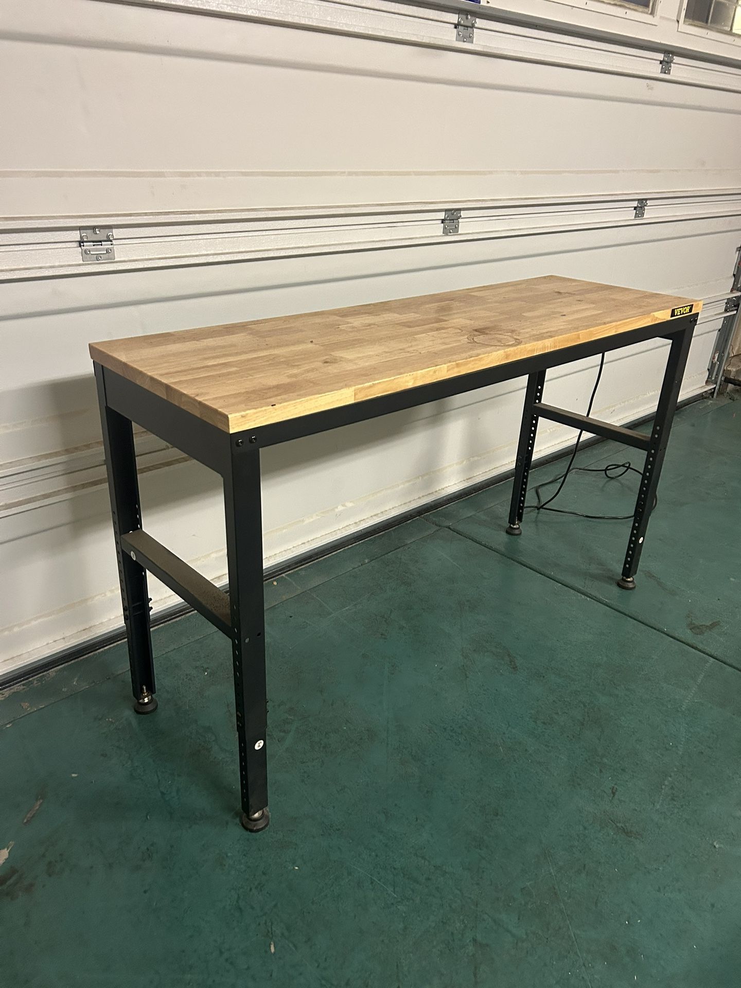 VEVOR Adjustable Workbench – 80” Solid Wood Top + Built-In Power Strip