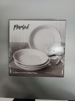 Parini 4 White Ceramic Salad Plates