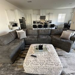 Living Spaces Dark Grey Modern Couch (Stain Resistant Material)