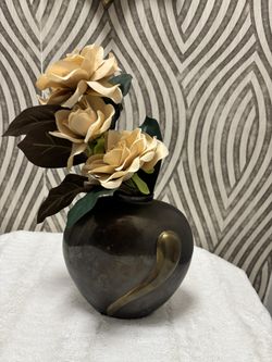 Vintage Art Deco Mcm Solid Brass Vase Made In India 