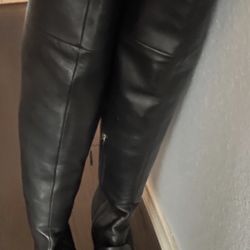 Gucci Lillian Nappa Charlotte Horsebit Over The Knee Boots Sz 38.5
