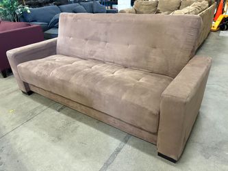 Cocoa Brown Square Arm Futon with Under Seat Storage