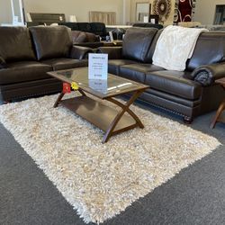 Brown Leather Full Set With Coffee Table And End Tables!!