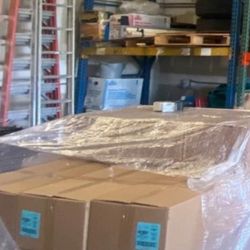 Pallet Rack 2 Uprights 4 Crossbeams Approx 12 Ft H X 8 Ft Wide With Many 2x2 Wood Supports