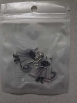 Kitty Ghost Halloween Earrings 