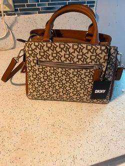 DKNY Monogram Satchel Handbag with Crossbody Strap